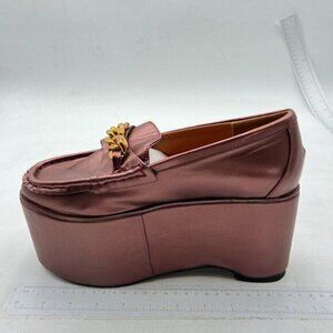 Loafers for Women Leather Chunky Platform Penny Shoes Classic Square Toe Brown